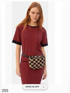 Clare V Raffia Checkerboard Belt Bag NWT Black Woven Fanny Pack Belt bag